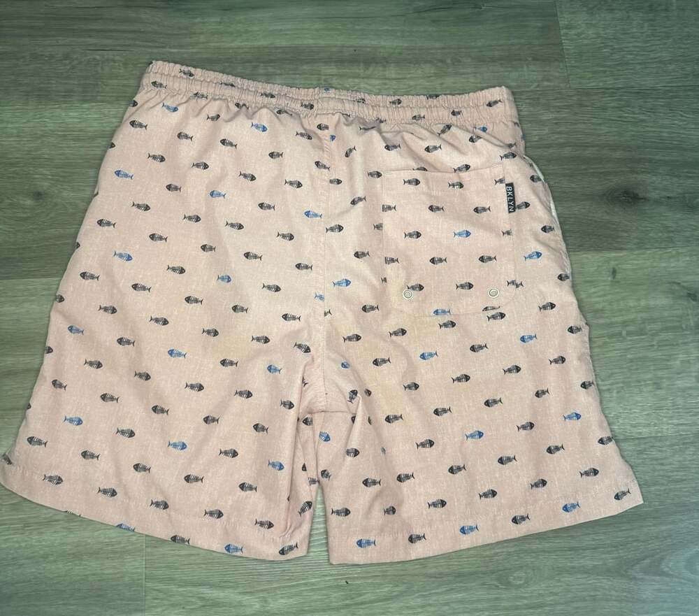 Brooklyn Cloth Surf Ave Swim Trunk Size M Pink Fish Bones - Picture 5 of 5